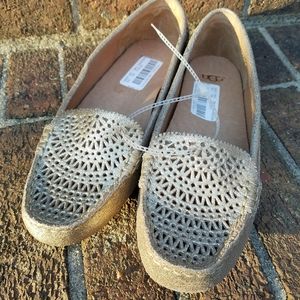 NEW UGG laser cut gold glitter moccasins